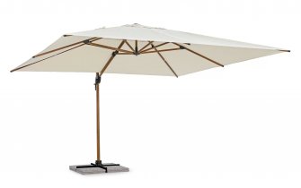 Parasol obrotowy z nogą boczną aluminiowy powłoka drewno / poszycie beż 4x4 ORION bizzotto