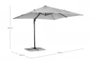 Parasol obrotowy z oświetleniem LED noga boczna czarna poszycie jasnoszare INES 3x3 