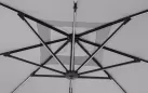 Parasol obrotowy z oświetleniem LED noga boczna czarna poszycie jasnoszare INES 3x3 
