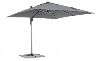 Parasol obrotowy z oświetleniem LED noga boczna aluminium anodowane poszycie szare INES 3x3 