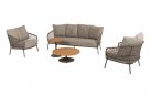 Meble ogrodowe na taras stal nierdzewna i lina polipropylenowa JURA poduszki Olefin 4so