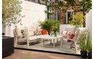 Zestaw ogrodowy Hartman GO – beżowe aluminium sofa 3-osobowa + 2 fotele - tkanina olefin