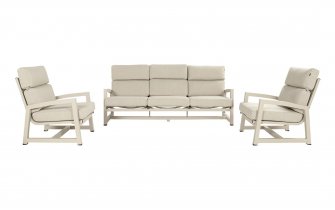 Zestaw ogrodowy Hartman GO – beżowe aluminium sofa 3-osobowa + 2 fotele - tkanina olefin