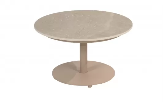 Okragły stolik kawowy na 1 nodze z beżowym blatem ceramicznym BOAZ d60 4so janobezowa noga Okragły stolik kawowy na 1 nodze z beżowym blatem ceramicznym BOAZ d60 4so janobezowa noga