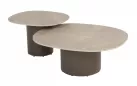 Owalny stolik kawowy brązowa noga blat ceramiczny SOFIE 70x80 cm