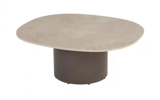 Owalny stolik kawowy brązowa noga blat ceramiczny SOFIE 70x80 cm