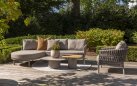 Sofa ogrodowa wypoczynkowa z szezlongiem nowoczesna aluminiowa jasnoszara CATALANA 4SO 