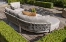 Sofa ogrodowa wypoczynkowa z szezlongiem nowoczesna aluminiowa jasnoszara CATALANA 4SO 