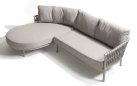 Sofa ogrodowa wypoczynkowa z szezlongiem nowoczesna aluminiowa jasnoszara CATALANA 4SO 