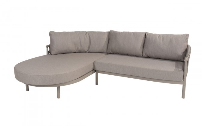Sofa ogrodowa wypoczynkowa z szezlongiem nowoczesna aluminiowa jasnoszara CATALANA 4SO 