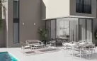 Krzesło na taras beżowe o lekkiej konstrukcji JANDIA Bizzotto aluminium / technorattan