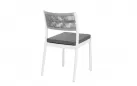 Krzesło na taras aluminiowe białe ALVIN Bizzotto / plecionka z liny szarej