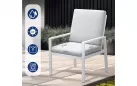 Biały komplet stołowy na taras dla 6 osób aluminiowy LORENZO 