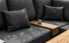 Narożnik ogrodowy aluminiowy grafitowy TIMBER ze stolikiem z blatem teak