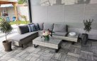 Szary narożnik na taras z technorattanu z funkcją lezaka PUNTO 