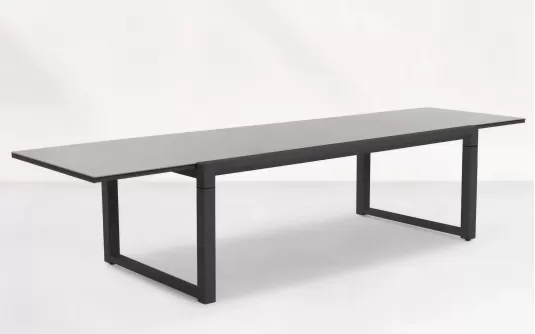 Duży stół ogrodowy aluminowy grafitowy rozkłdany PRIMAVERA 220-340 cm blat ceramiczny Duży stół ogrodowy aluminowy grafitowy rozkłdany PRIMAVERA 220-340 cm blat ceramiczny