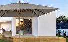 Parasol ogrodowy noga centralna aluminowa powłoka drewnopodobna ECLIPSE poszycie taupe