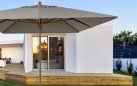 Parasol ogrodowy noga centralna aluminowa powłoka drewnopodobna ECLIPSE 3x4 poszycie taupe