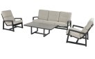 Zestaw ogrodowy Hartman GO – grafitowe aluminium sofa 3-osobowa + 2 fotele - tkanina olefin
