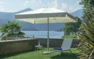 Parasol ogrodowy 3x3 m aluminium falbana poliester ecru noga centralna biała
