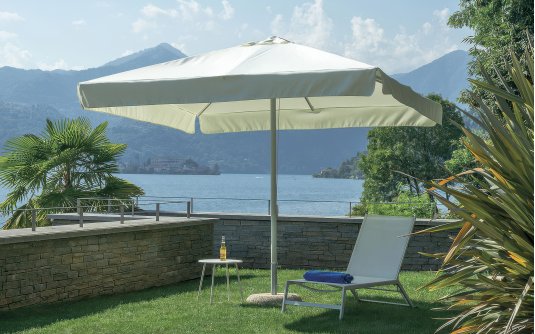 Parasol ogrodowy 3x3 m aluminium falbana poliester ecru noga centralna biała Parasol ogrodowy 3x3 m aluminium falbana poliester ecru noga centralna biała