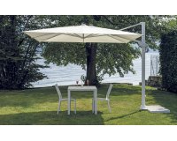TENNESSEE 3×3 m parasol ogrodowy z BIAŁA nogą boczną i boczną podstawą / poszycie ecru