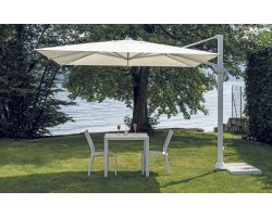 TENNESSEE 3×3 m parasol ogrodowy z BIAŁA nogą boczną i boczną podstawą / poszycie ecru