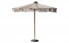 MACRAMÉ Ø250 parasol ogrodowy z drewna z frędzlą dekoracyjną