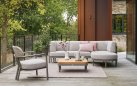 MAUI stolik kawowy ogrodowy 40×85 taupe z teakowym blatem