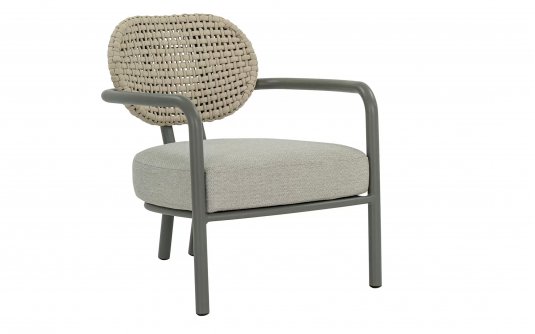 LUGANO LOUNGECHAIR – fotel ogrodowy AppleBee z aluminium i rope taupe z poduszką All Weather
