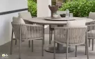 Zestaw ogrodowy BORA BORA – okrągły stół Ø 160 cm z krzesłami z aluminium i poduszkami All Weather antracyt