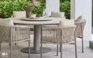 Zestaw ogrodowy BORA BORA – okrągły stół Ø 160 cm z krzesłami z aluminium i poduszkami All Weather antracyt