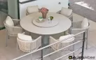 Zestaw ogrodowy BORA BORA – okrągły stół Ø 160 cm z krzesłami z aluminium i poduszkami All Weather antracyt
