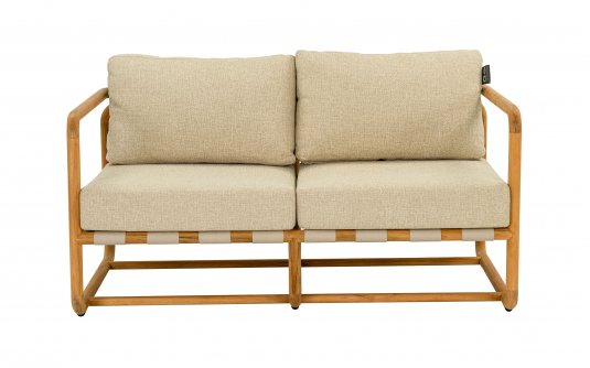Sofa ogrodowa z teaku 2‑osobowa DOLCE z poduszkami All Weather jasny beż