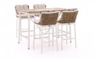 Zestaw barowy ogrodowy MILOU białokremowy aluminiowy / technorattan / drewno teak dla 4 osób 