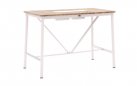Zestaw barowy ogrodowy MILOU białokremowy aluminiowy / technorattan / drewno teak dla 4 osób 