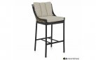 Zestaw barowy ogrodowy MILOU czarny aluminiowy / technorattan / drewno teak dla 4 osób 