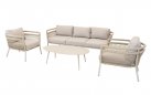 LINDO zestaw ogrodowy wypoczynkowy – sofa 3‑osobowa, fotele, stolik, aluminium beżowyWN / OHIO Stoli