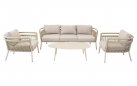 LINDO zestaw ogrodowy wypoczynkowy – sofa 3‑osobowa, fotele, stolik, aluminium beżowyWN / OHIO Stoli