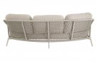 Sofa ogrodowa MARSELILLE 3-osobowa beżowa z liną i elementami teak - widok od tyłu