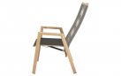 ACARI krzesło ogrodowe wysokie pochylone oparcie aluminium woodlook tekstylina poduszki olefin