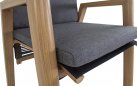 ACARI krzesło ogrodowe wysokie pochylone oparcie aluminium woodlook tekstylina poduszki olefin