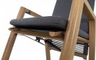 ACARI krzesło ogrodowe wysokie pochylone oparcie aluminium woodlook tekstylina poduszki olefin
