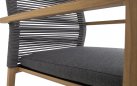 ACARI krzesło ogrodowe wysokie pochylone oparcie aluminium woodlook tekstylina poduszki olefin