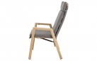 ACARI krzesło ogrodowe wysokie pochylone oparcie aluminium woodlook tekstylina poduszki olefin