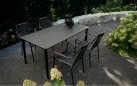 SHELO krzesło ogrodowe sztaplowane taras technorattan ciemnoszary aluminium czarne