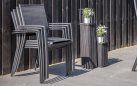 Krzesło ogrodowe sztaplowane PREGO tekstylina czarna aluminium antracyt 58×56×88 cm