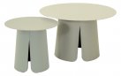 Zestaw stolików kawowych OSLO aluminiowych kremowy 2 sztuki średnica 45 i 70 cm