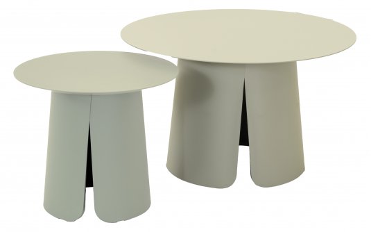 Zestaw stolików kawowych OSLO aluminiowych kremowy 2 sztuki średnica 45 i 70 cm