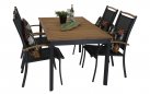 Aluminiowy stół ogrodowy z blatem z deseczek z teaku MONZA 150 x 90.